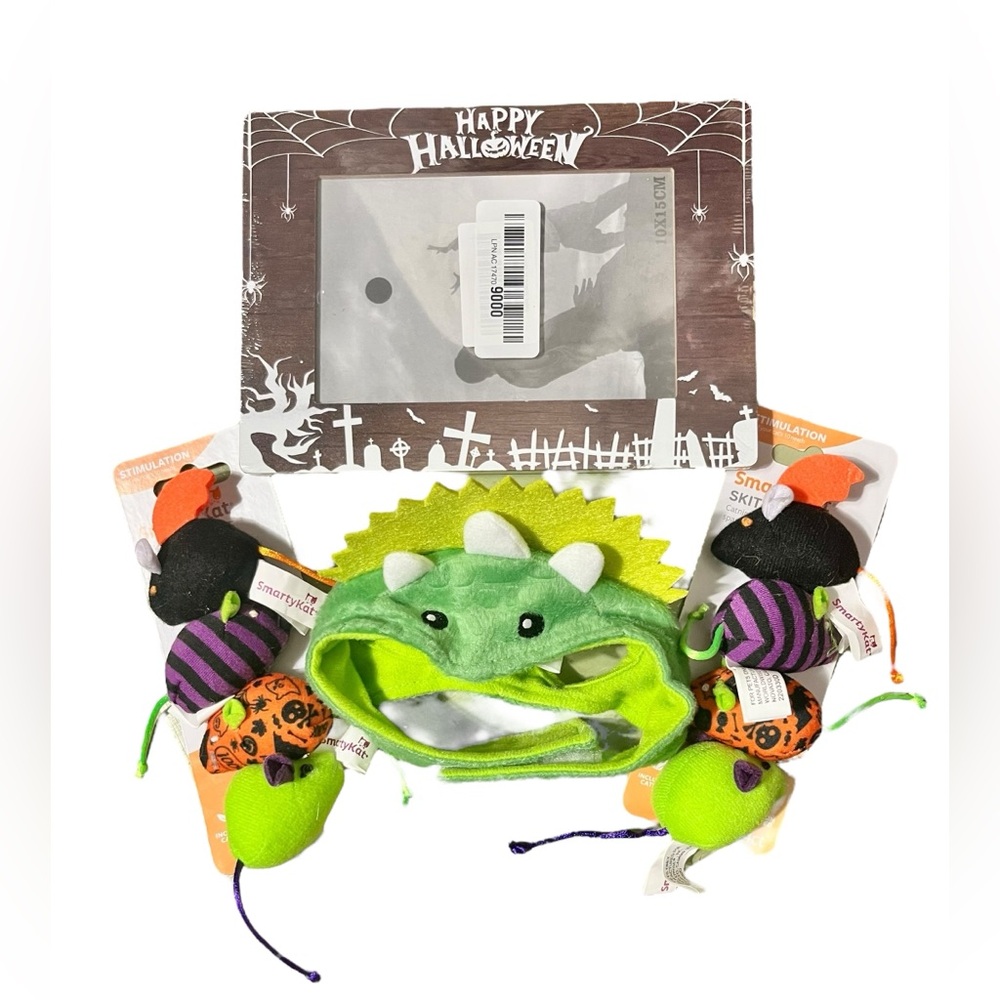 Hyde & Eek Green Dinosaur Cat Costume with Halloween Toys & Picture Frame New